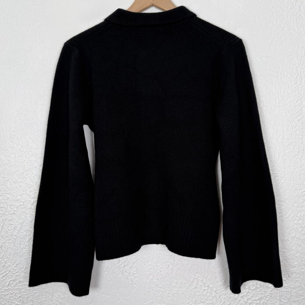 J.Crew Lambs Wool Milano Stitch Cinched Waist Cardigan Black Size Medium - Picture 3 of 5